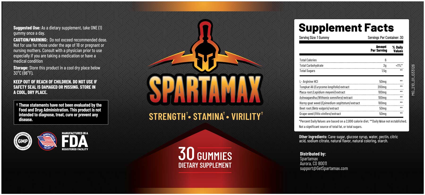 Spartamax gummies and supplement facts